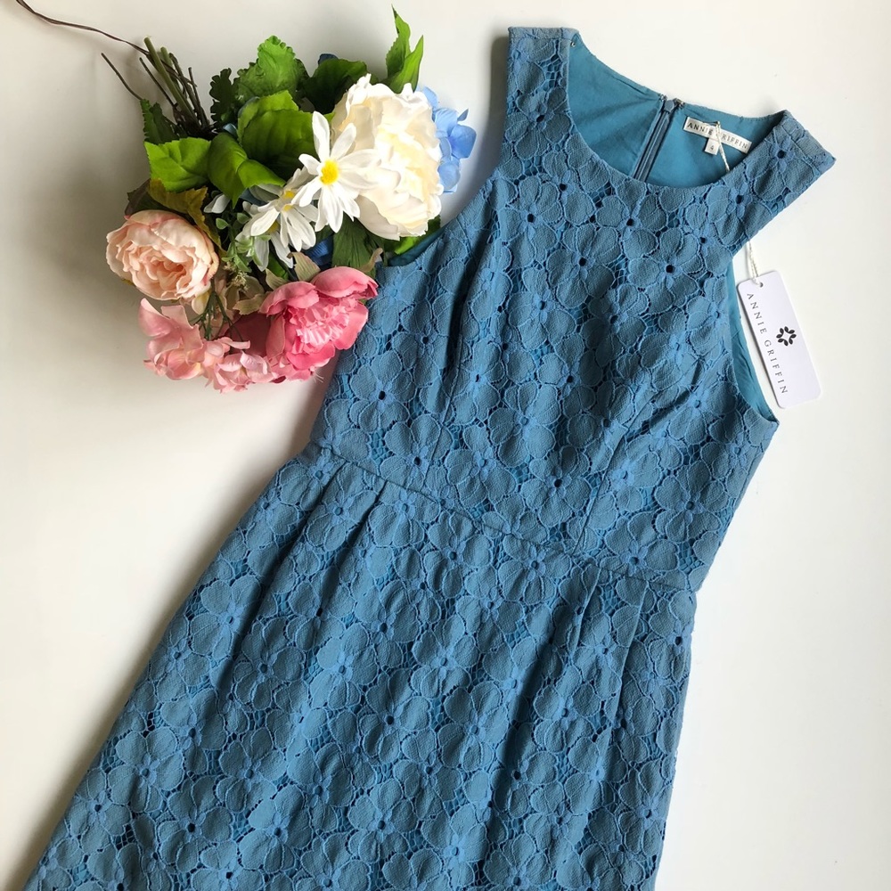 Annie Griffin blue lace dress size 4, great for wedding